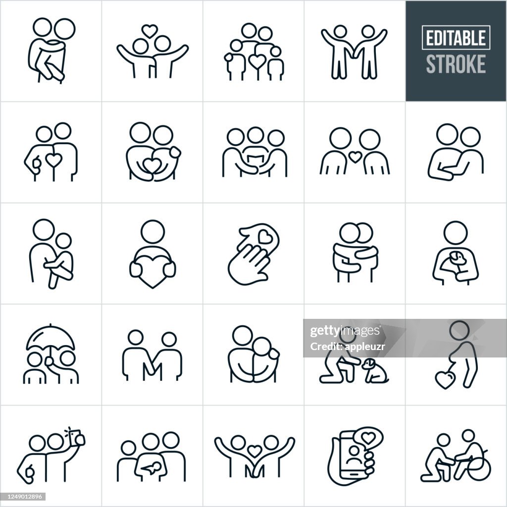 Love and Relationships Thin Line Icons - Editable Stroke