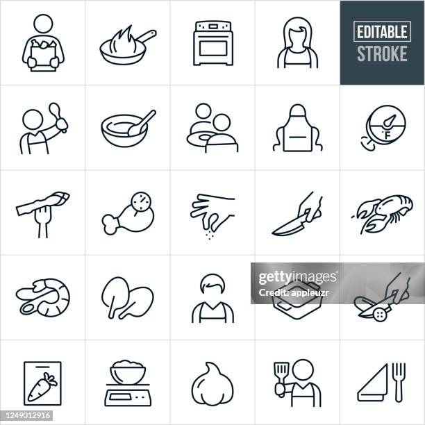 cooking thin line icons - editable stroke - serviette stock illustrations