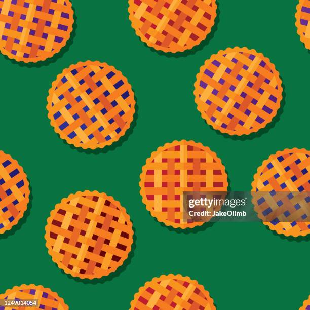 pies pattern flat - blueberry pie stock illustrations