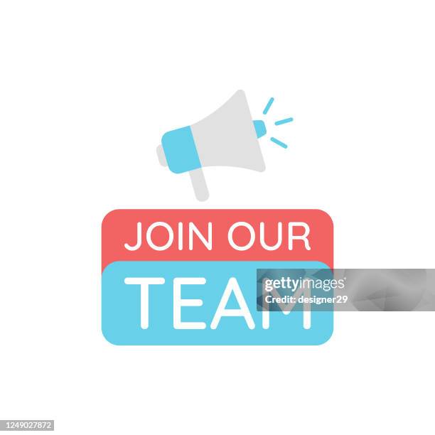 join our team and megaphone flat design. - applying stock illustrations