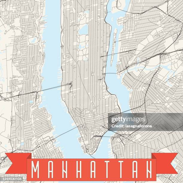new york city - manhattan vektor karte - lower manhattan stock-grafiken, -clipart, -cartoons und -symbole