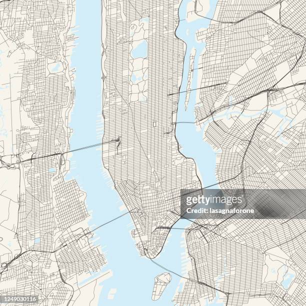 new york city - manhattan vector map - lower manhattan stock illustrations
