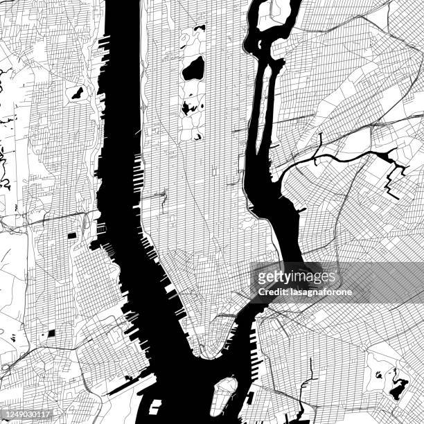 new york city - manhattan vector map - new york state map vector stock illustrations