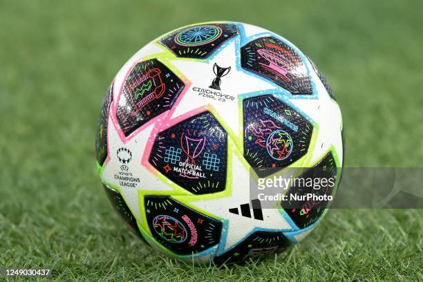 Official UEFA Womens Champions League final match ball during the UEFA Womens Champions League quarter final leg one match between AS Roma and FC...