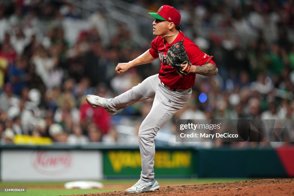 Javi Reyes Baseball Gerardo Reyes of Team Mexico pitches in the eighth inning during the ...