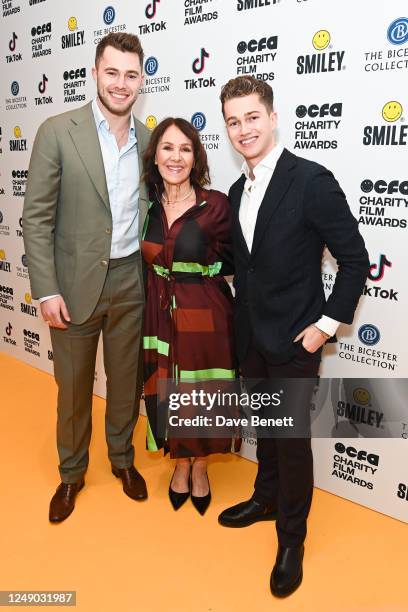 Curtis Pritchard, Dame Arlene Phillips and AJ Pritchard attend the Smiley Charity Film Awards at Odeon Luxe Leicester Square on March 21, 2023 in...