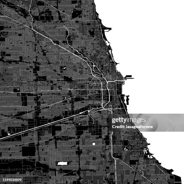 stockillustraties, clipart, cartoons en iconen met chicago illinois - vector kaart - chicago map