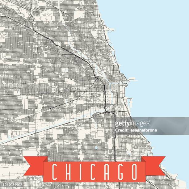 stockillustraties, clipart, cartoons en iconen met chicago illinois - vector kaart - chicago map