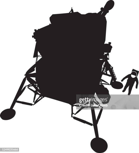 lunar modul silhouette - mondspaziergang stock-grafiken, -clipart, -cartoons und -symbole