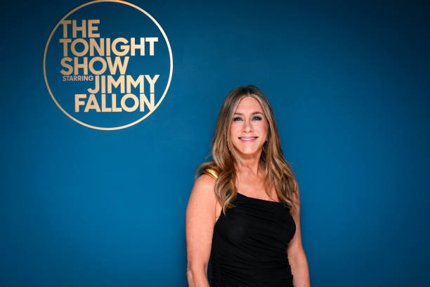 Episode 1819 -- Pictured: Actress Jennifer Aniston poses backstage on Tuesday, March 21, 2023 --