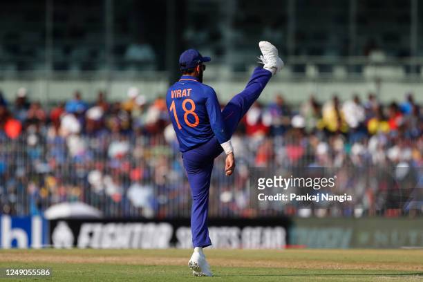 Virat Kohli of India seen during game three of the One Day International series between India and Australia at MA Chidambaram Stadium, on March 22,...