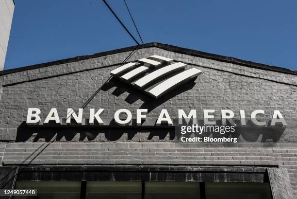 Signage outside a Bank of America branch in the Brooklyn borough of New York, US, on Monday, March 21, 2023. Bank of America, Citigroup, JPMorgan...
