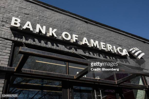 Signage outside a Bank of America branch in the Brooklyn borough of New York, US, on Monday, March 21, 2023. Bank of America, Citigroup, JPMorgan...