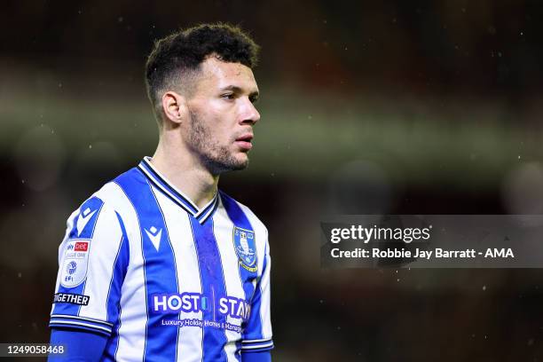 Marvin Johnson of Sheffield Wednesday during the Sky Bet League One between Barnsley and Sheffield Wednesday at Oakwell Stadium on March 21, 2023 in...