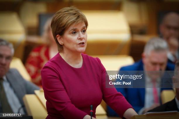 First Minister Nicola Sturgeon makes a statement in the Scottish Parliament on historical adoption practices, in which she made an apology to women...