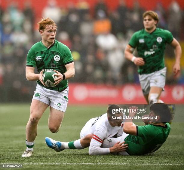 Cork , Ireland - 19 March 2023; Hugh Cooney of Ireland during the U20 Six Nations Rugby Championship match between Ireland and England at Musgrave...