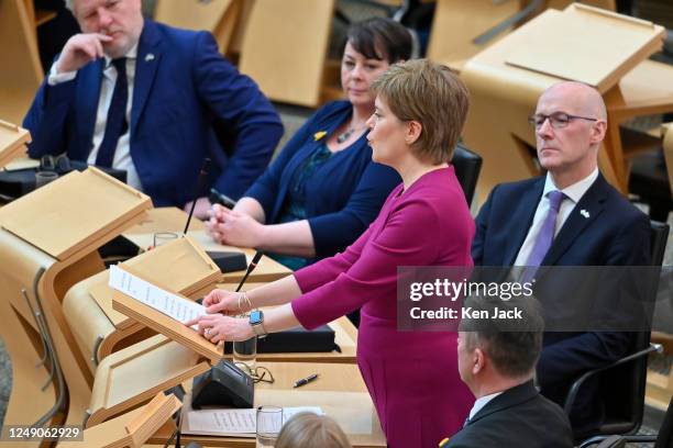 First Minister Nicola Sturgeon makes a statement in the Scottish Parliament on Historical Adoption Practices, in which she made an apology to women...