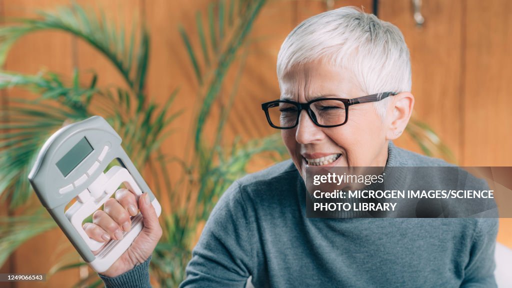 Hand dynamometer grip strength test