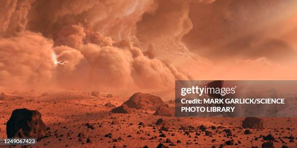 martian dust storm - mars stock illustrations