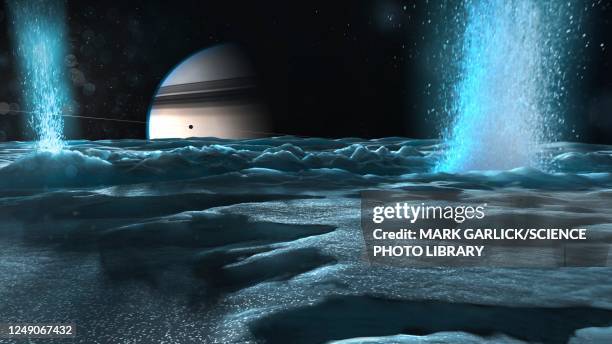 artwork of water plumes on enceladus - condensation stock illustrations