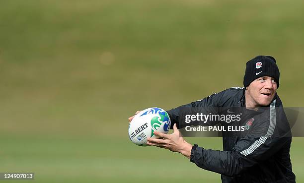 England's Mike Tindall takes part in a training session at the Queenstown Events Centre in Queenstown on September 14, 2011 during the 2011 Rugby...