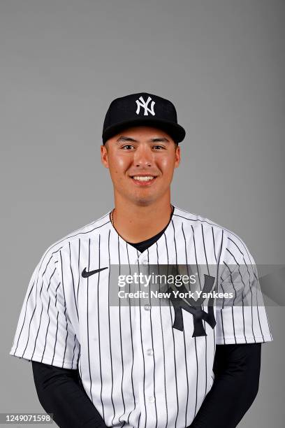 Anthony Volpe of the New York Yankees poses for a portrait during the New York Yankees Photo Day at George M. Steinbrenner Field on February 22, 2023...