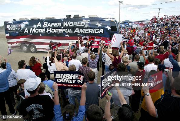 Bush Bus US President George W. Bush's bus pulls into the Ross County... News ...
