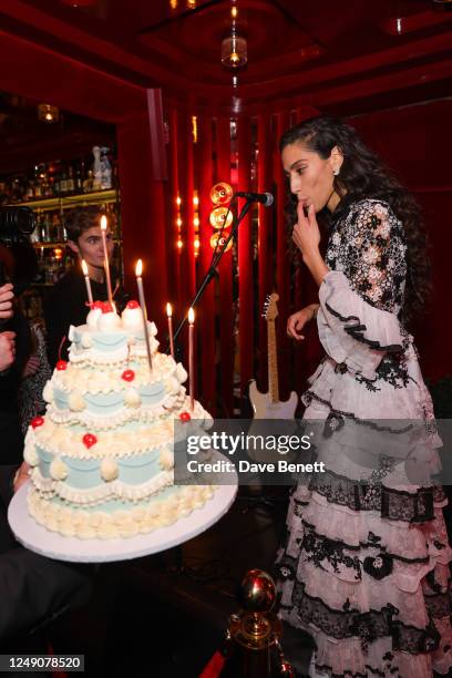 Ciinderella Balthazar attends the launch of Ciinderella Balthazar's new single "Voices" supported by Nyetimber & HAMA at Upstairs at Langan's on...