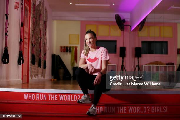 Celebrity trainer Libby Babet poses at her Bondi training studio 'The Upbeat' as she prepares to reopen to the public on June 12, 2020 in Sydney,...
