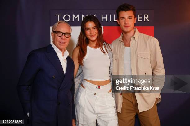 Designer Tommy Hilfiger, Stefanie Giesinger and Shawn Mendes during the Tommy x Shawn present the "Classics Reborn" Global Activation on March 22,...