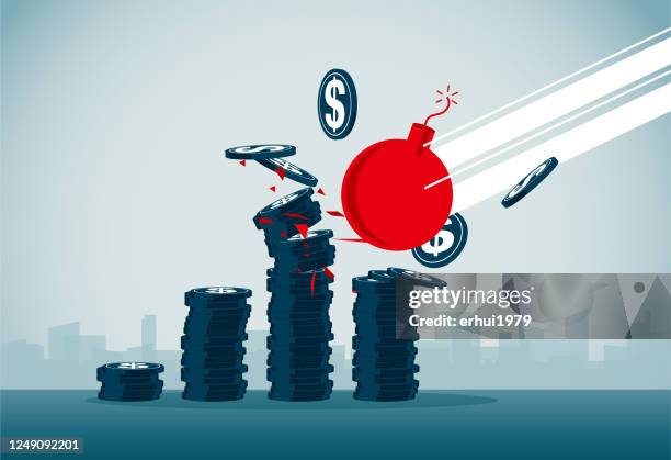 destruction - debt bomb stock illustrations