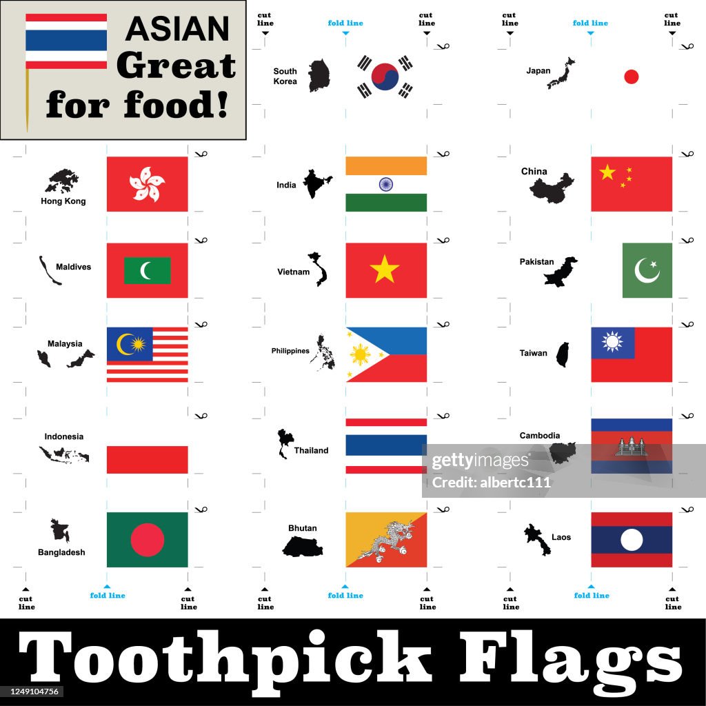 Asian Country Toothpick Flags