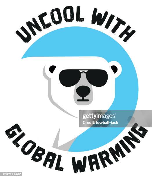 ilustraciones, imágenes clip art, dibujos animados e iconos de stock de un oso polar, poco fresco con el calentamiento global icono plano vector stock ilustración - especie en peligro de extinción