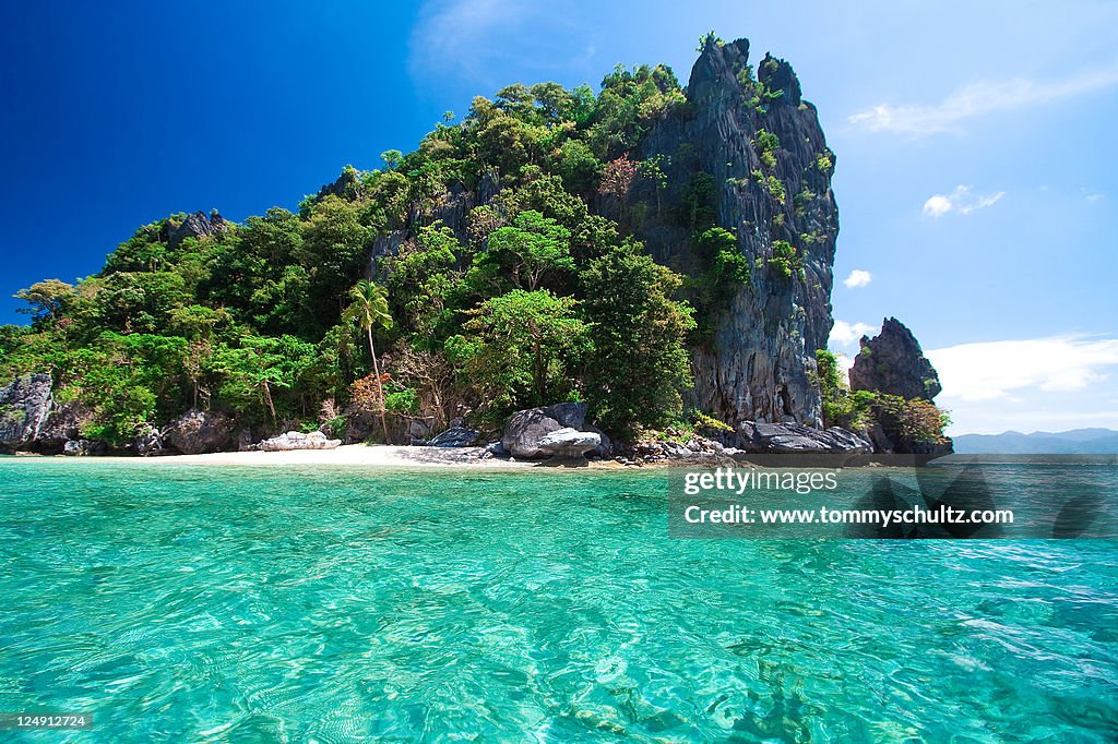 Tropical island with white sand beach