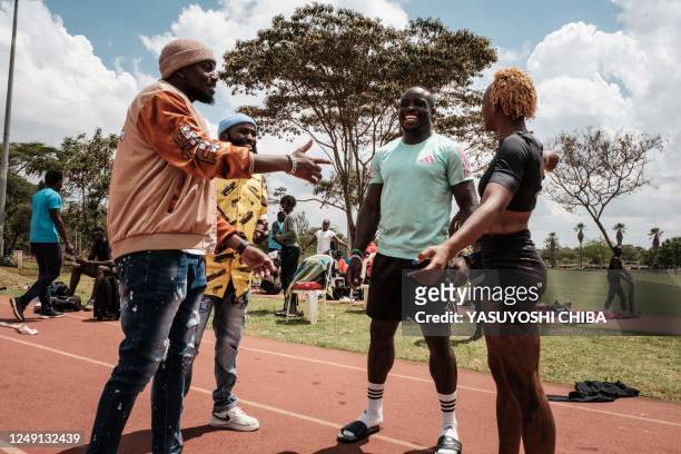 Kenya's sprinter Ferdinand Omanyala , the African 100m record holder of 9.77 seconds, surprises his wife and sprinter Laventa Omanyala to introduce...