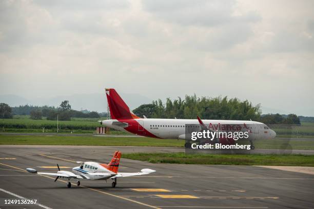 Passenger aircraft operated by Avianca Inc. At the Alfonso Bonilla Aragon International Airport in Cali, Colombia, on Thursday, March 23, 2023....