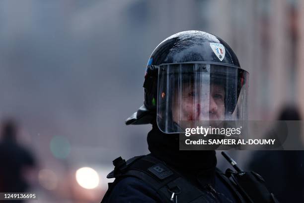 Departmental director of public security of the North of France and commissioner Thierry Courtecuisse looks on during a demonstration, a week after...