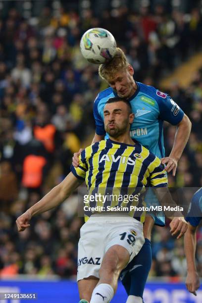 Serdar Dursun of Fenerbahce and Dmitriy Chistyakov of FC Zenith battle for the ball during the Friendly match between Fenerbahce and FC Zenith at...