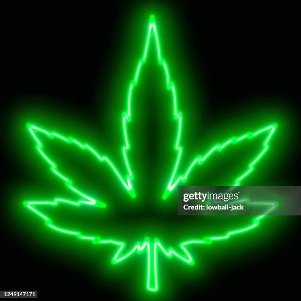 ilustraciones, imágenes clip art, dibujos animados e iconos de stock de signo de hoja de marihuana retro neón. ilustración de stock vectorial. - marijuana joint