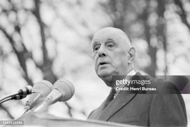 French President Charles de Gaulle during a visit in Brittany.