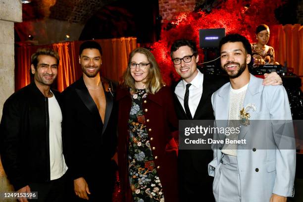 Kumail Nanjiani, Rege-Jean Page, Emily V. Gordon, John Francis Daley and Justice Smith attend the UK Premiere After Party for "Dungeons & Dragons:...