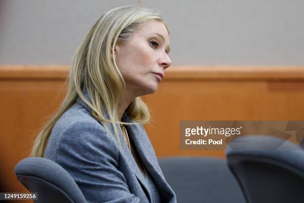 Actress Gwyneth Paltrow sits in court on March 23 in Park City, Utah. Terry Sanderson is suing actress Gwyneth Paltrow for $300 claiming she...
