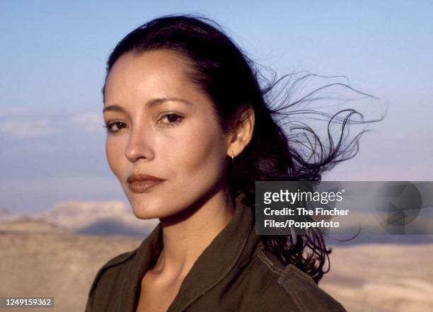 Nicaraguan-American actress Barbara Carrera photographed during the filming of the TV mini-series "Masada" in Masada, Israel, circa 1980.