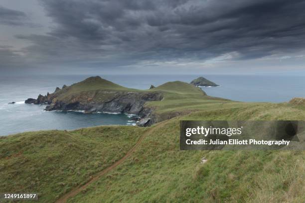 the rumps peninsula on the north cornwall coastline, england, uk. - polzeath photos et images de collection