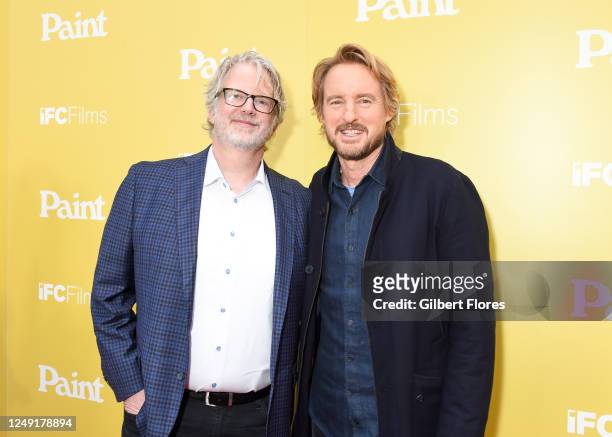 Brit McAdams and Owen Wilson at the Los Angeles premiere of "Paint" held at The Theatre at Ace Hotel Downtown on March 23, 2023 in Los Angeles,...