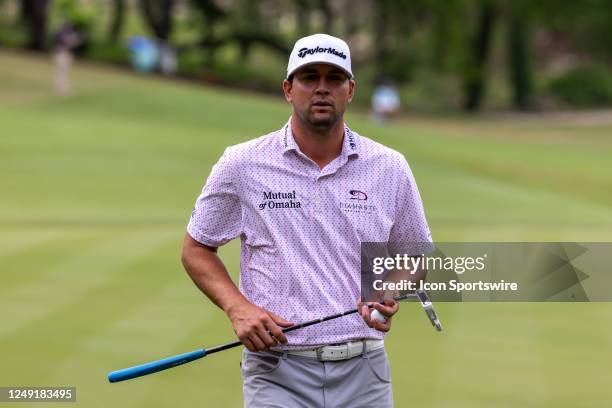 Taylor Montgomery walks off the ninth green after losing the hole during Round 2 Group Play of the PGA World Golf Championships Dell Technologies...