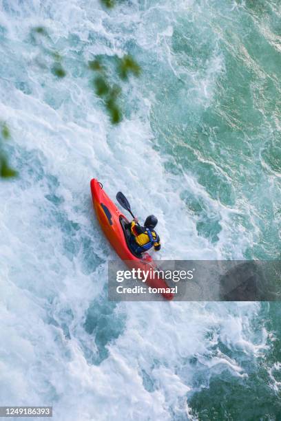 extreme whitewater kayaker - kayaking rapids stock pictures, royalty-free photos & images