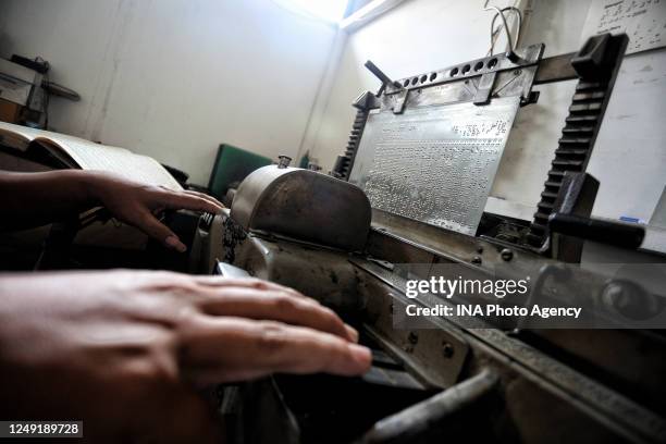 Workers completed the process of making the Koran Braille in printing the foundation of Penyantun Wyata Guna , Bandung, West Java, Indonesian, on...