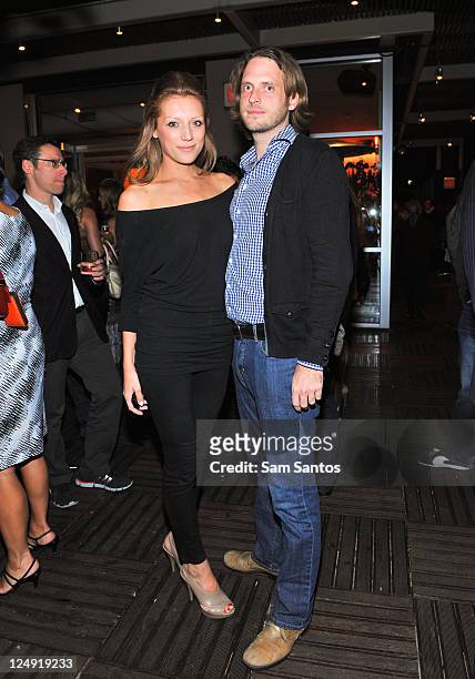 Aleksandra Jassem and Aiden Butler attend the Joe Fresh and Interview Magazine celebration of the world Premiere "Like Crazy" at the Spoke Club...