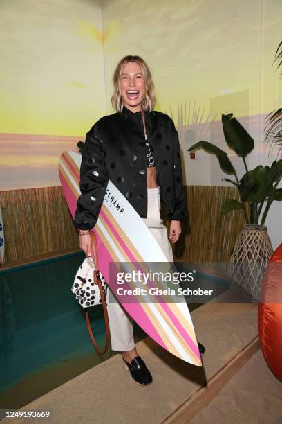 Sarah Brandner during the Longchamp Glamping Party with presentation of new Spring/Summer 2023 collection at Haus der Kunst on March 23, 2023 in...